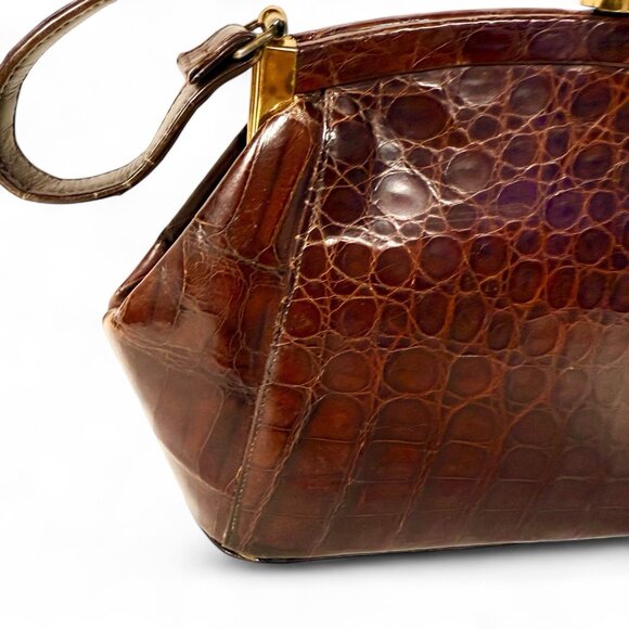 Vintage Alligator Skin Leather Handbag with Coin Purse - Picture 5 of 15